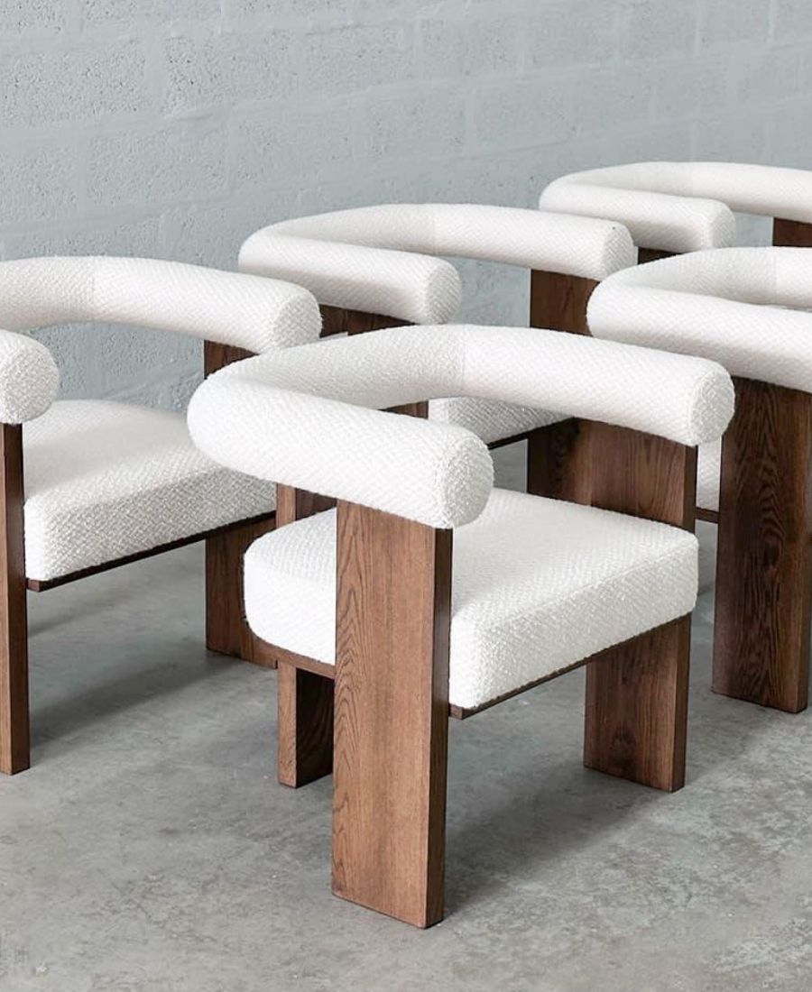 Elara Contemporary Bouclé Wraparound Arm Dining Chair