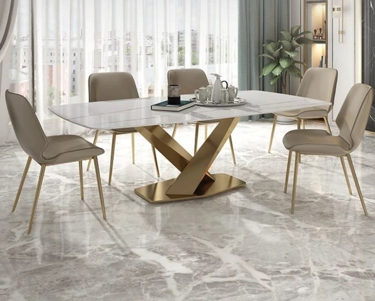 Milano Gold X-Base Luxury Dining Table