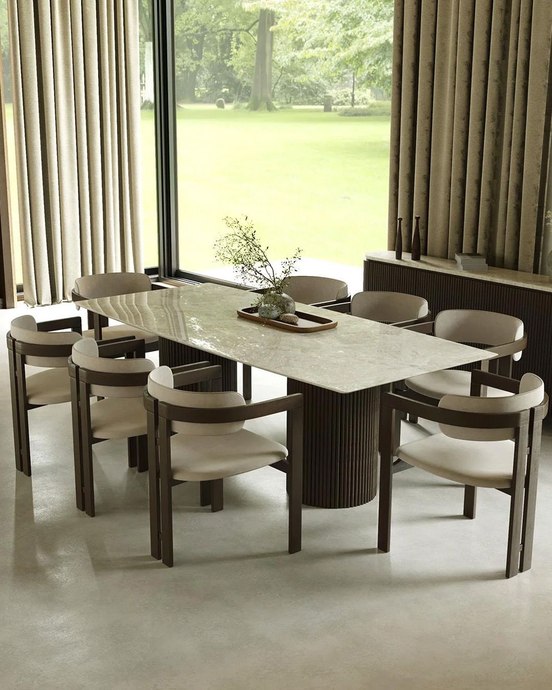 Verona Contemporary Stone Top Dining Table