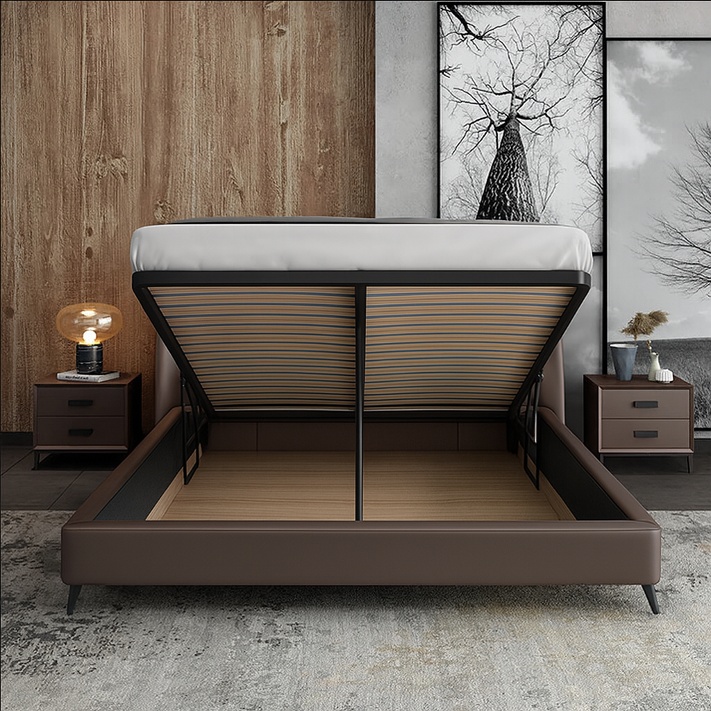bed frame in a room