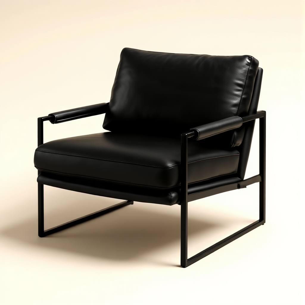 Modern Black PU Leather Accent Armchair