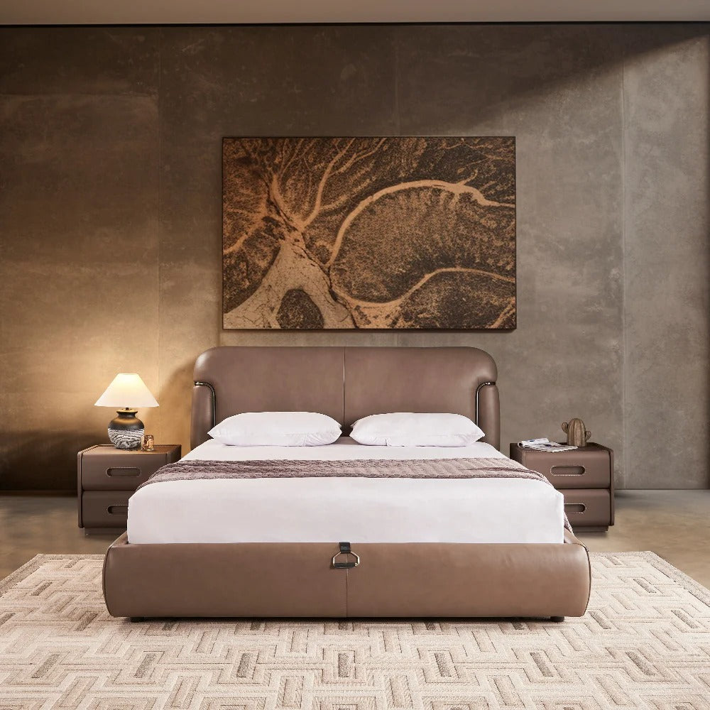 Verona classic italian leather upholstered bed