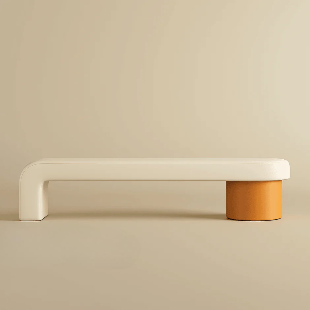 Sculptural Modern Upholstered Bench