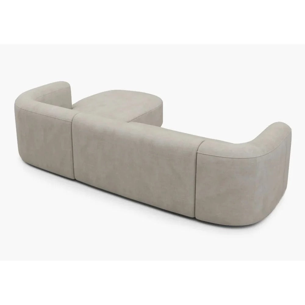 Curved Velvet L-Shape 3 Seater Sofa