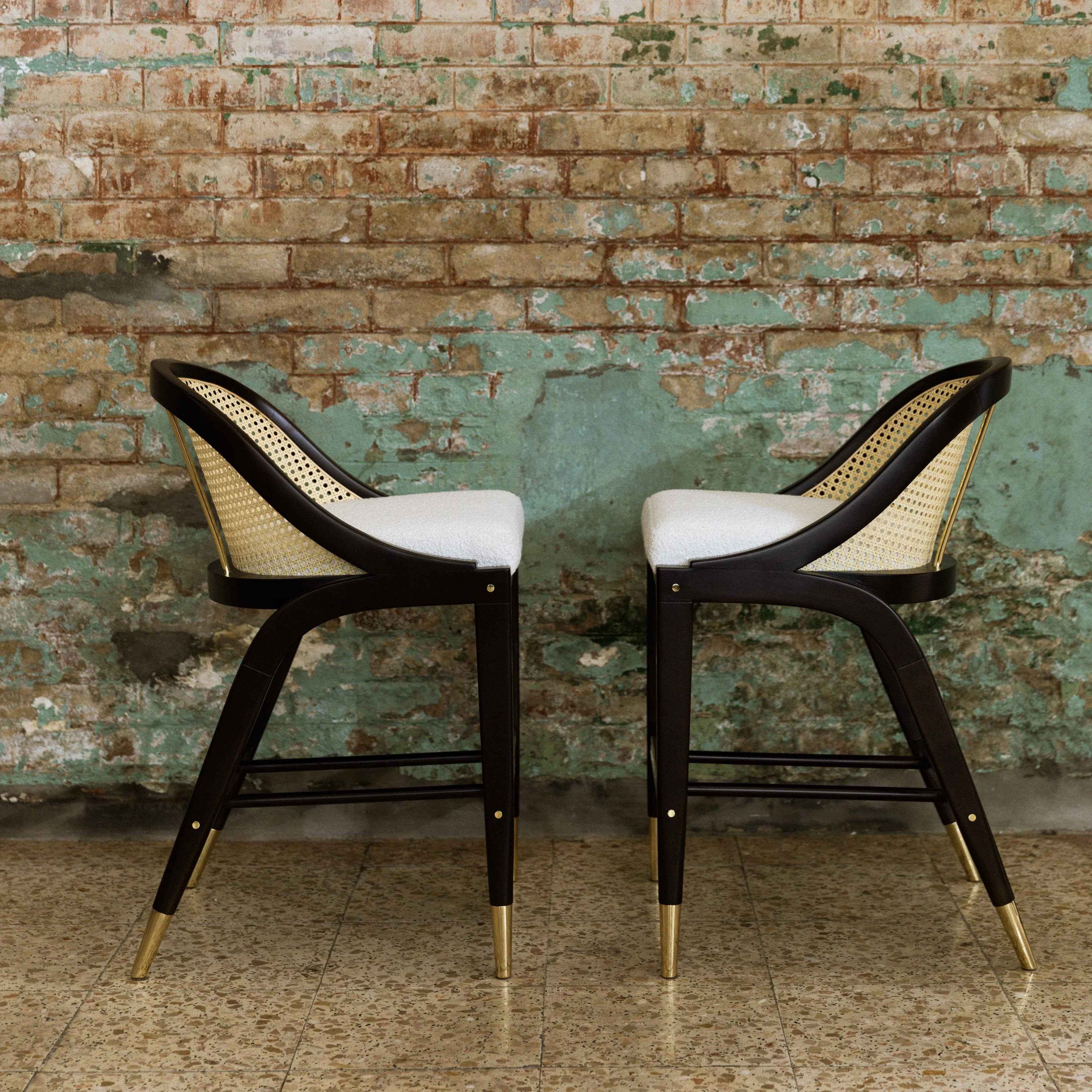 Birbal Black Frame Stool – Timeless Comfort