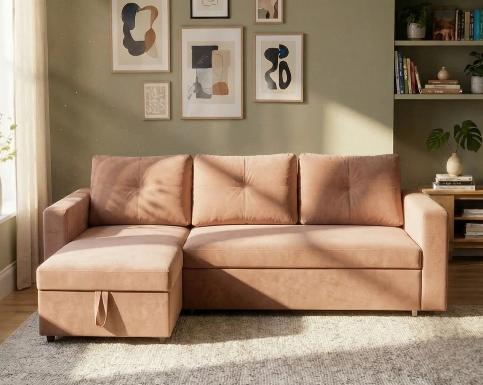 Alessio Fabric Sectional Sofa Cum Bed