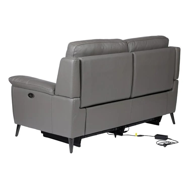 Plush Grey Leather  2 Seater Recliner