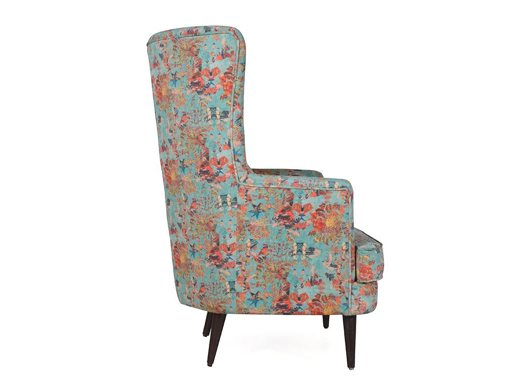 Aqua Bloom Wing Chair