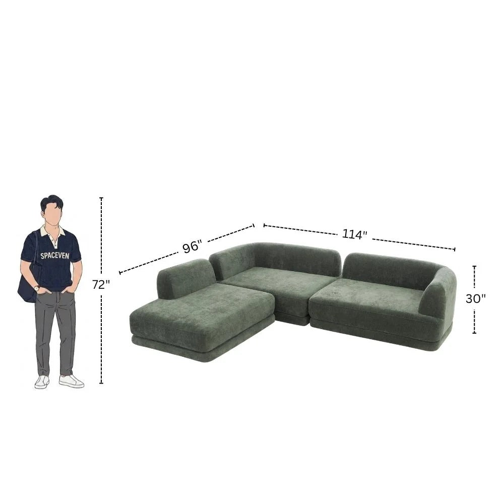 Modern Curved 7 Seater L-Shape Sectional Sofa