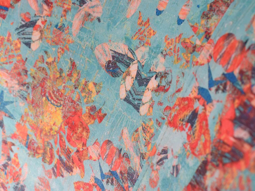 Aqua Bloom Wing Chair