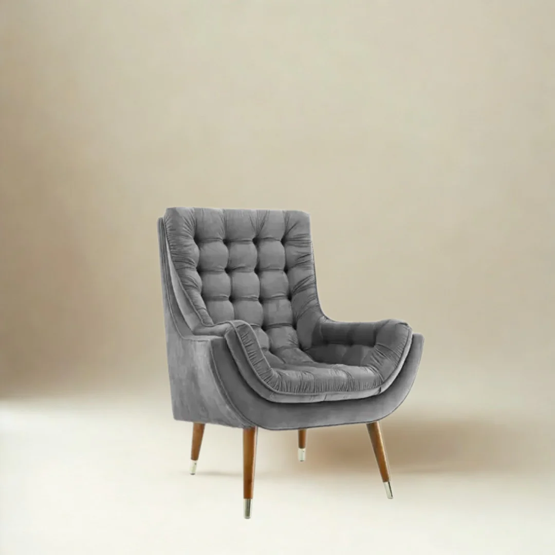 Grey Monarch Wing Chair