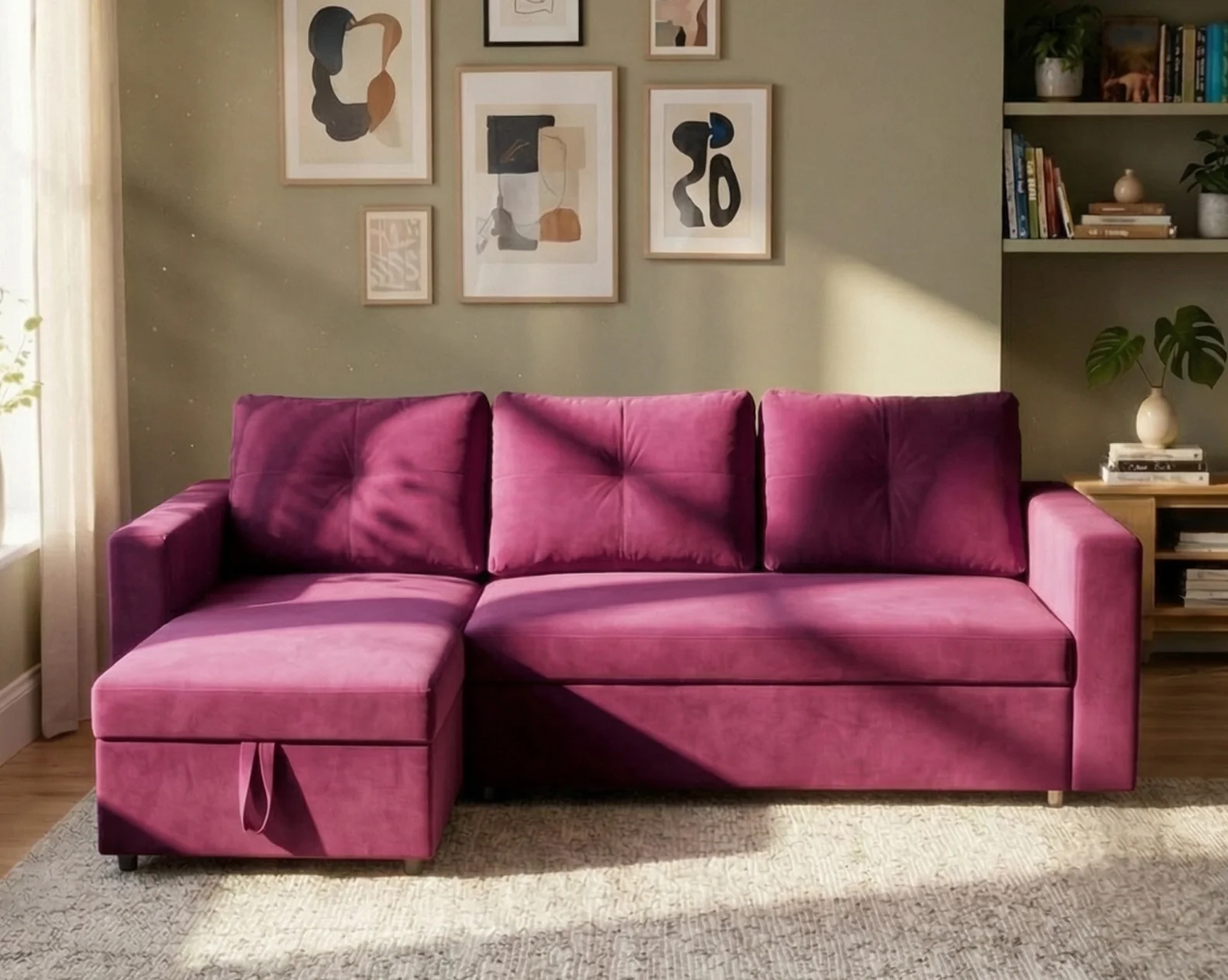 Alessio Fabric Sectional Sofa Cum Bed