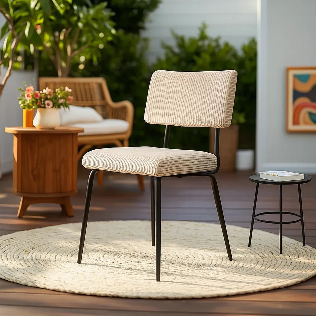 Taupe Corduroy Industrial Side Chair