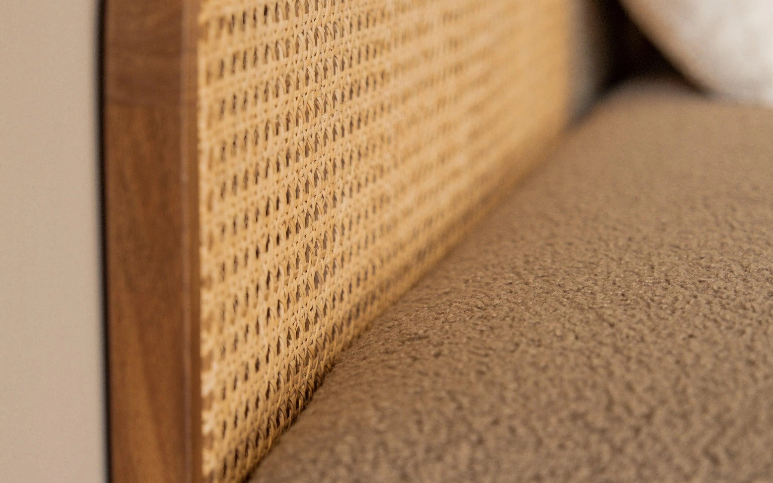 Textured Beige Daybed on Solid Wood Base