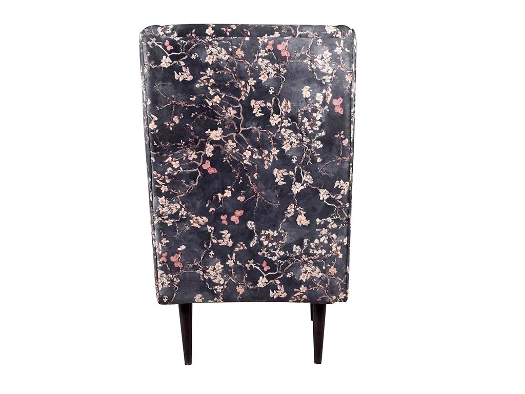 Midnight Bloom Wing Chair