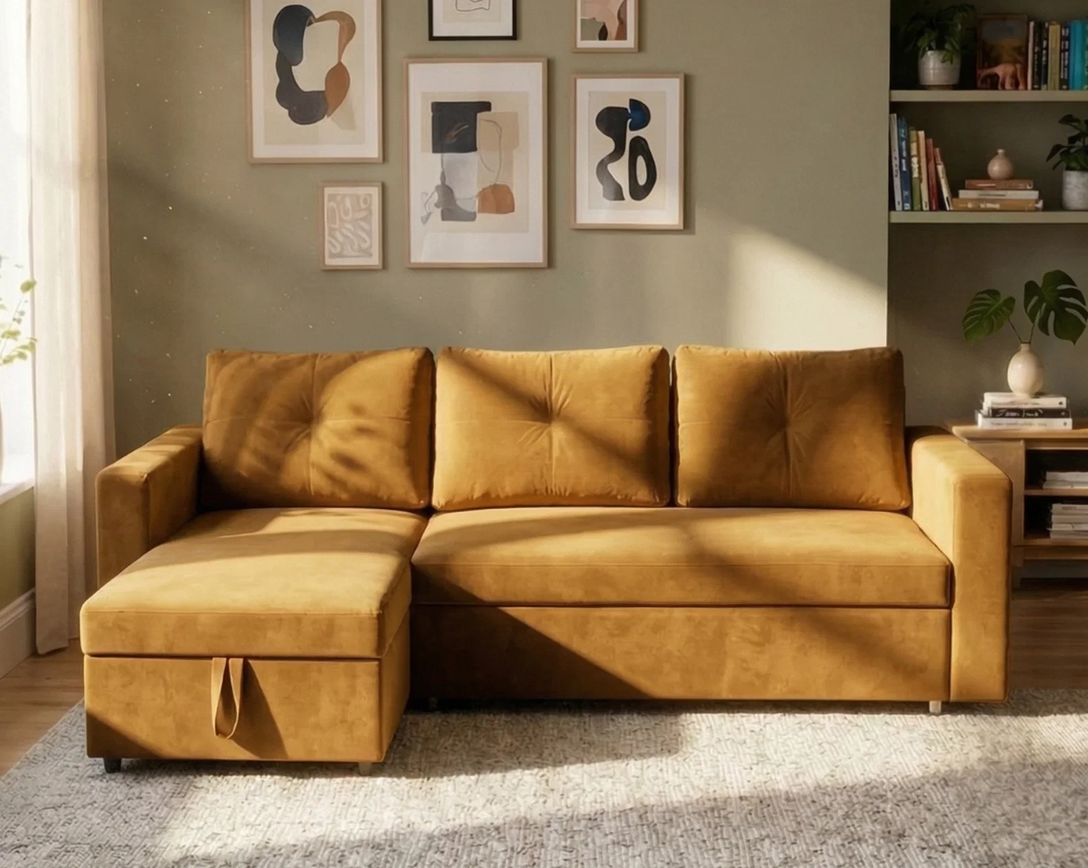 Alessio Fabric Sectional Sofa Cum Bed