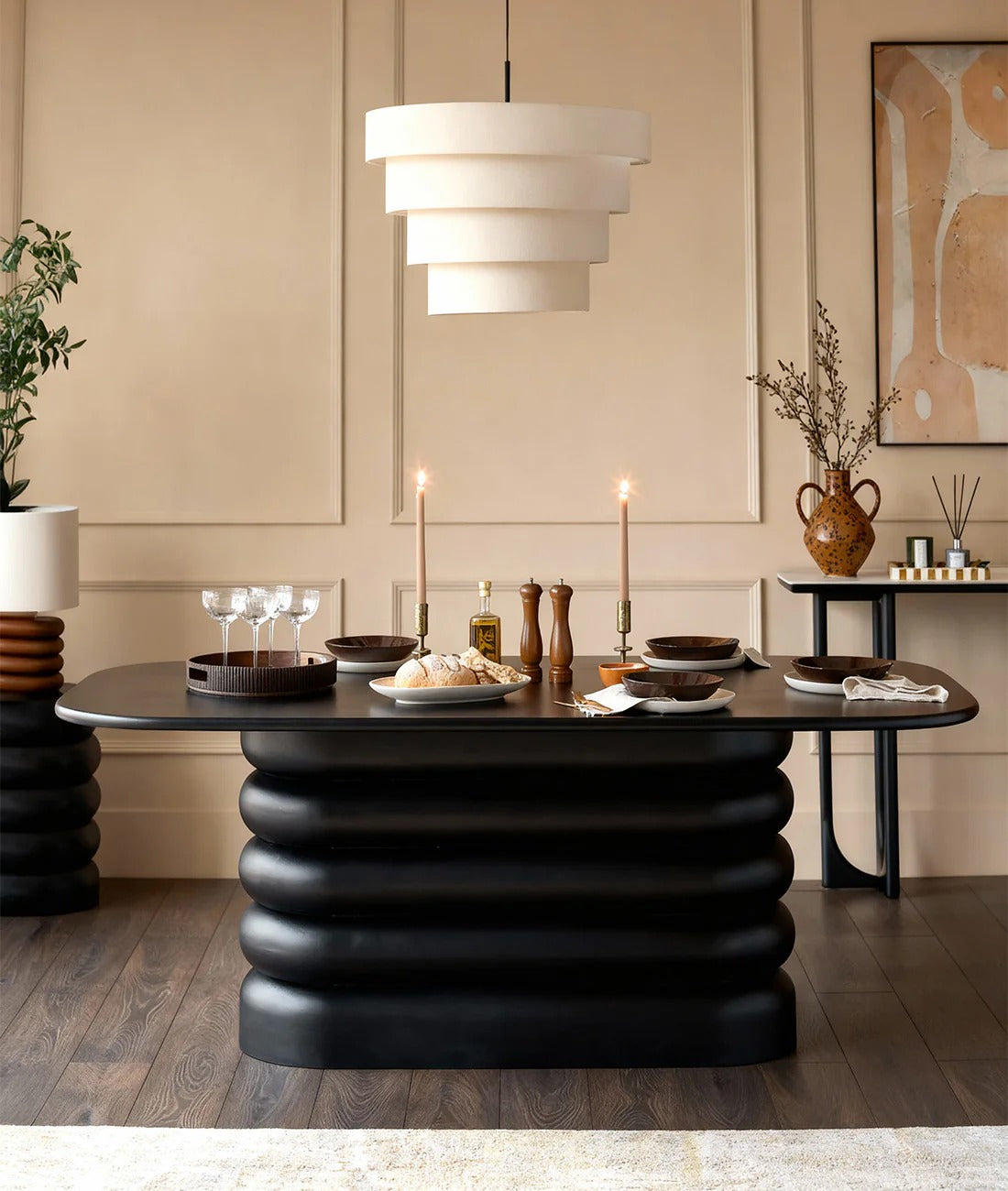 Tisbury Black Pedestal Dining Table