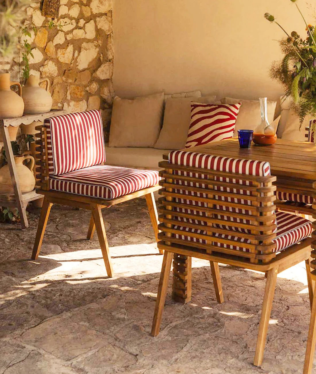 RetroStripe Wooden Lounge Chair