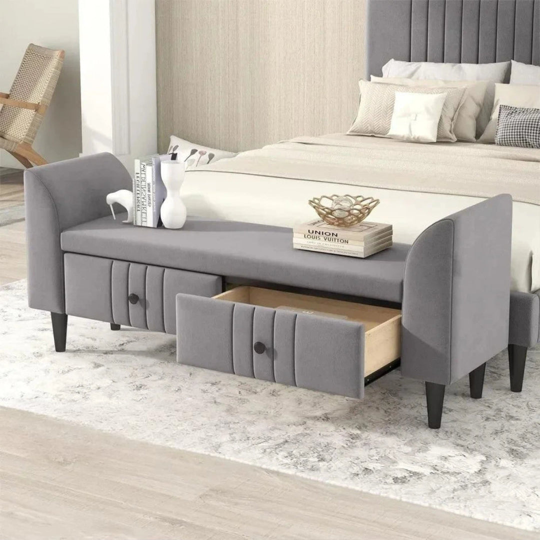 Luxury Fabric Storage Ottoman with Drawers