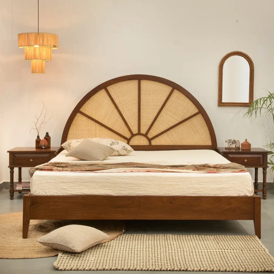 Sunburst Arc Rattan Bed