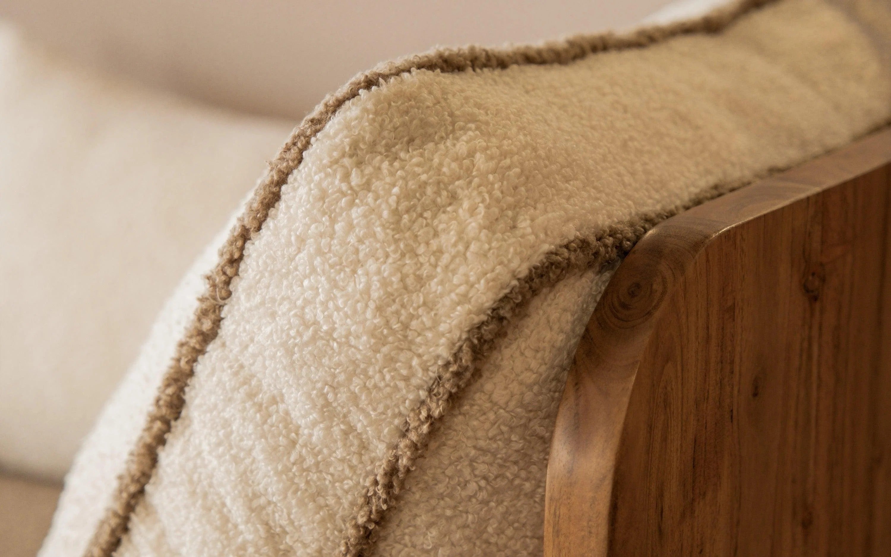 Textured Beige Daybed on Solid Wood Base