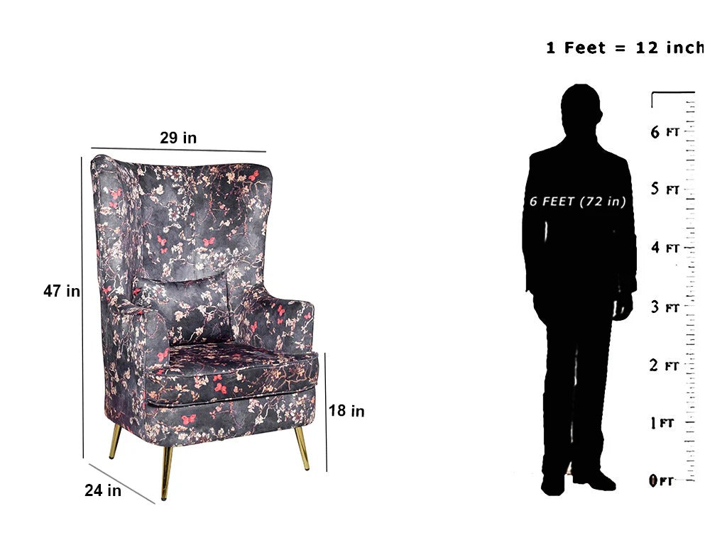 Noir Petal Wing back Chair