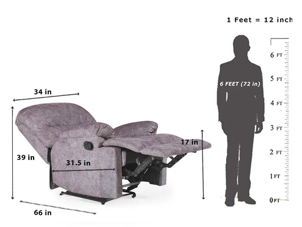 Soft Grey Luxe 1 seater Recliner