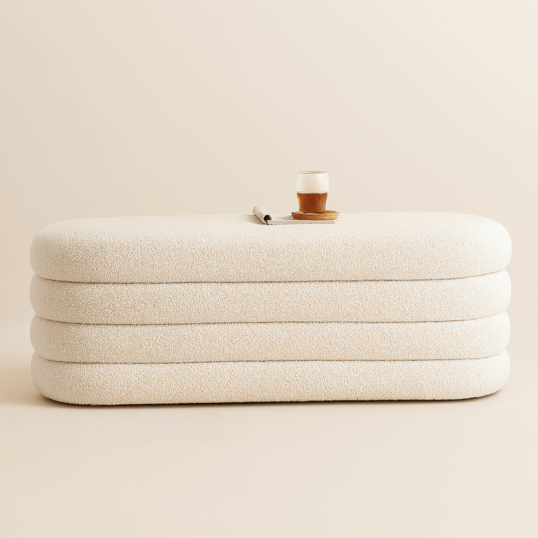 Modern Bouclé Lounge Ottoman