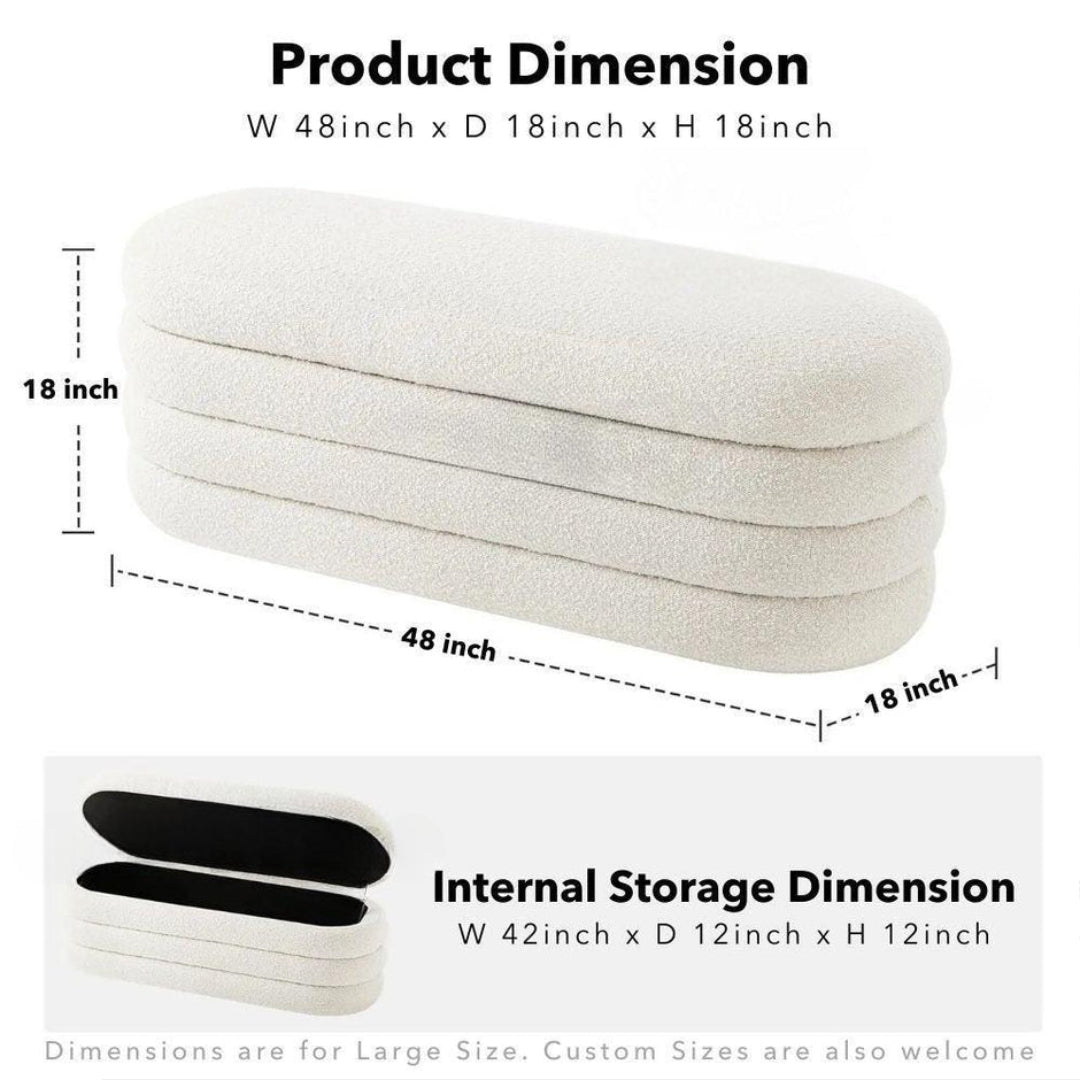Modern Bouclé Lounge Ottoman