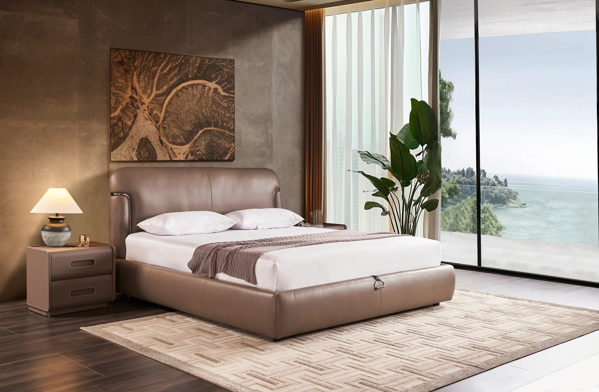 Verona classic italian leather upholstered bed