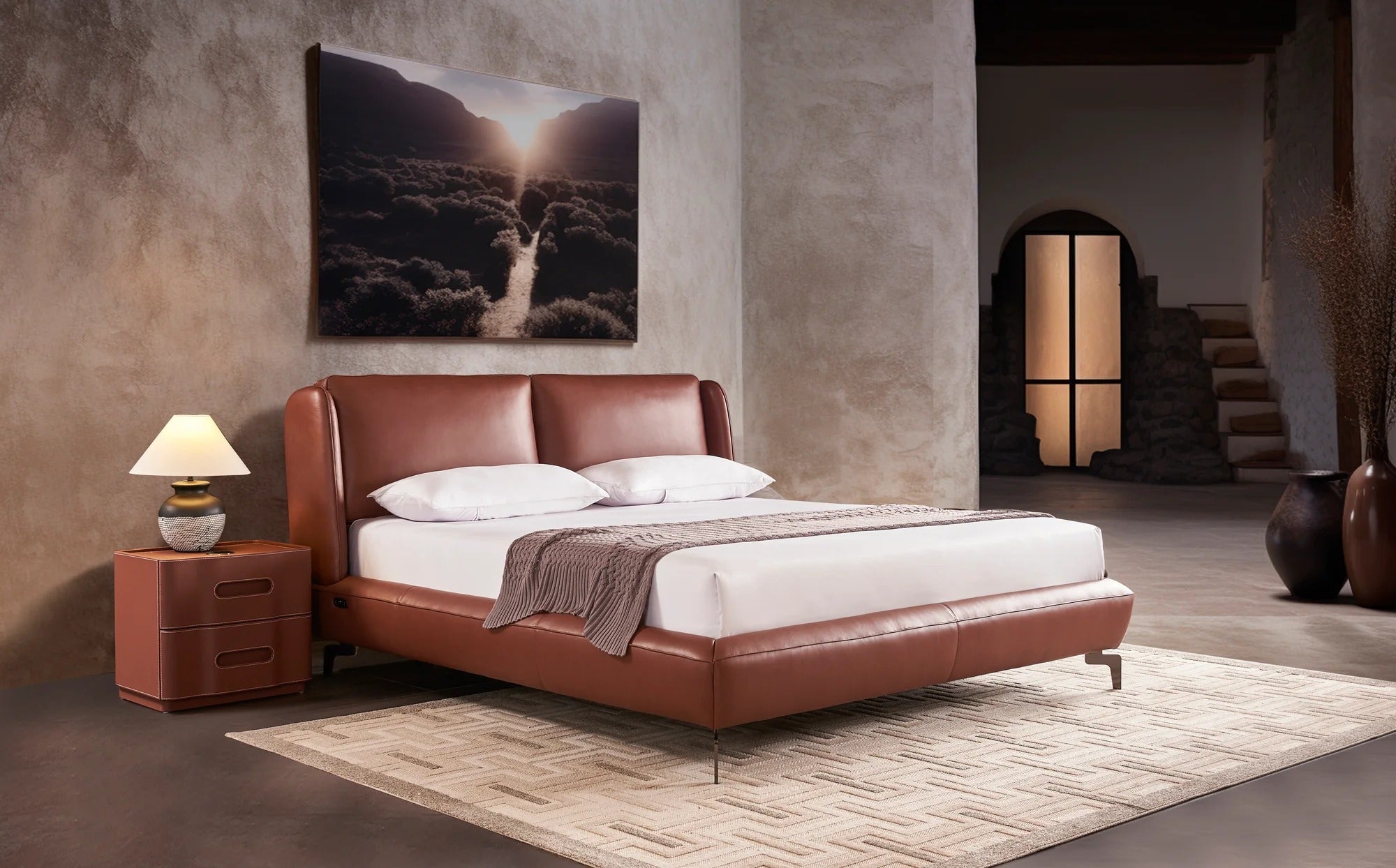 Siena Tan Leather Bed