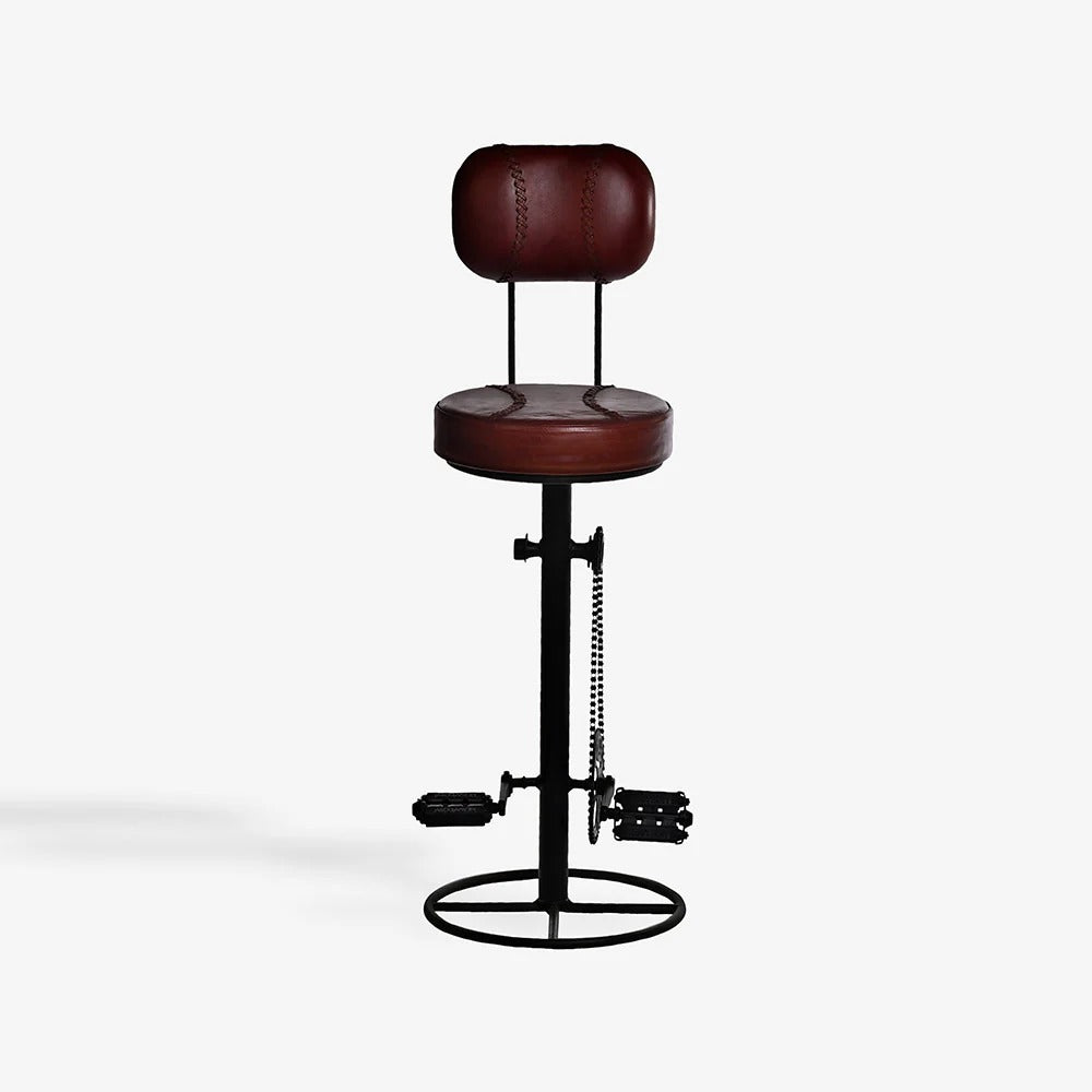 Round-Seat Metal Bar Chair with Padded Back