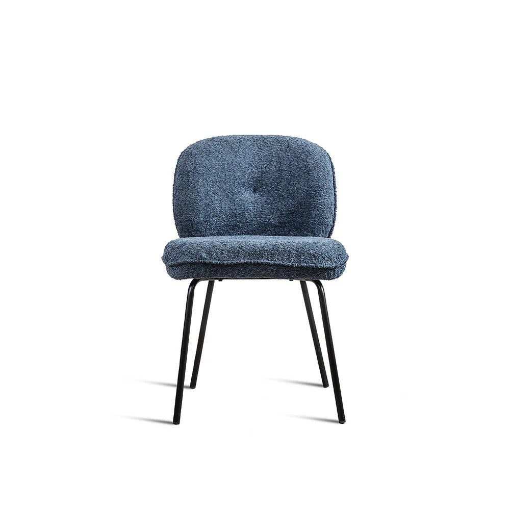 Navy Bouclé Round-Back Dining Chair