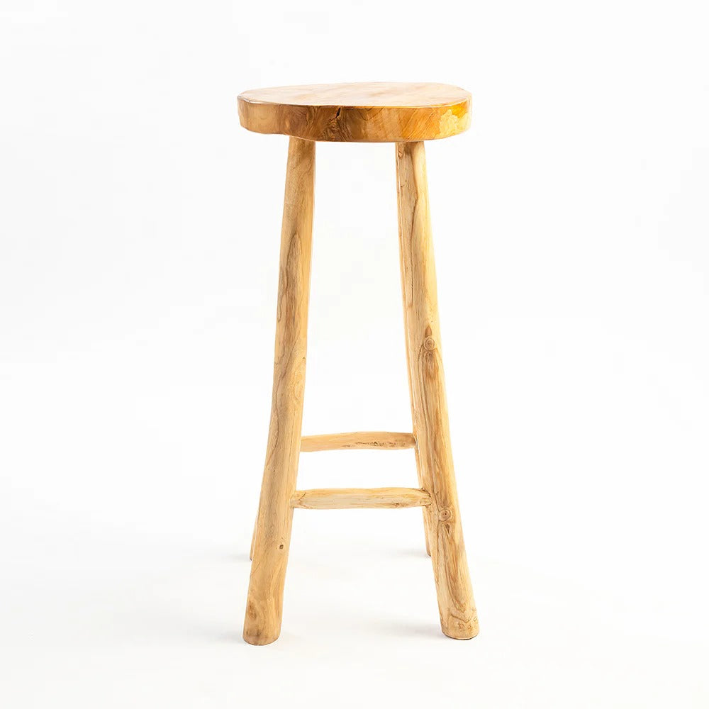 Rustic Solid Wood Log Bar Stool