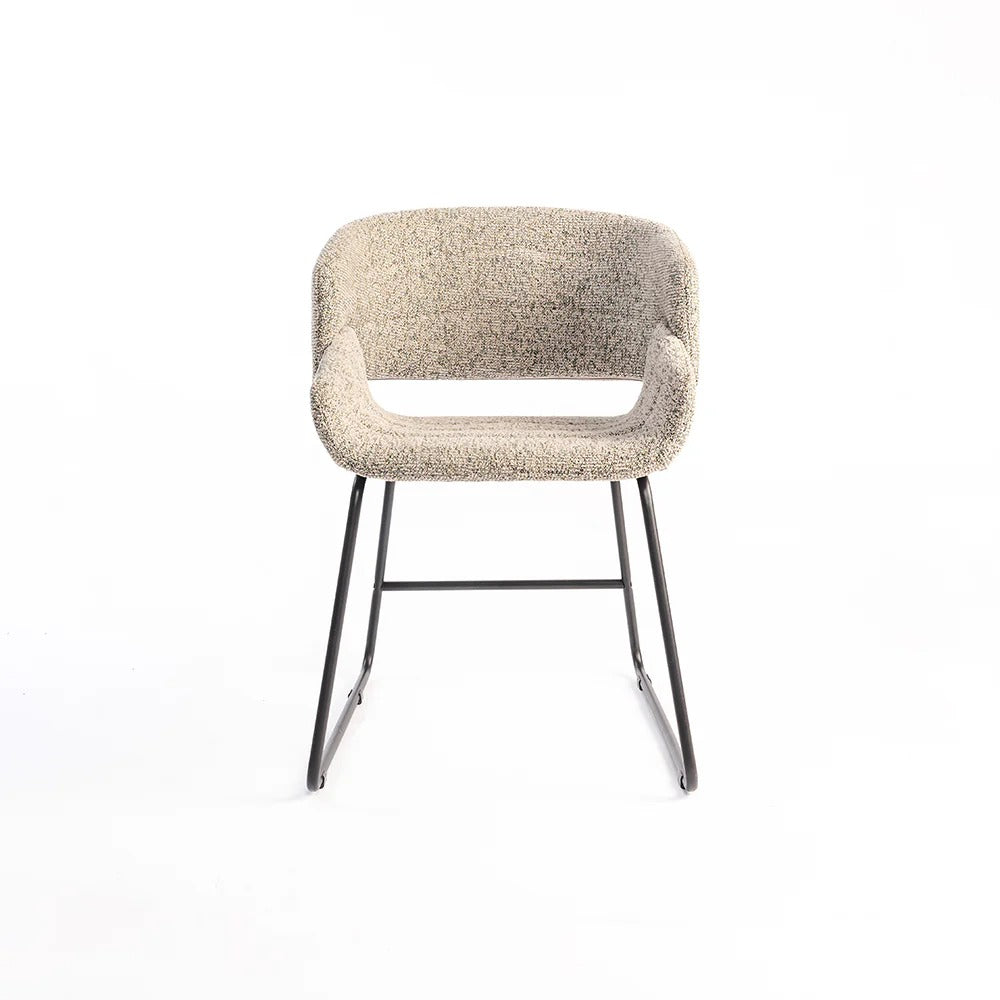 Cozy Textured Armchair with Metal Sled Base