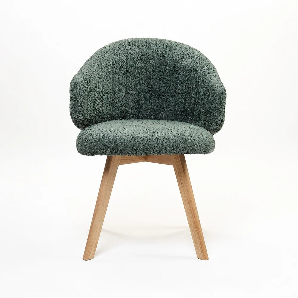 Tezzo Green Bouclé Dining Chair