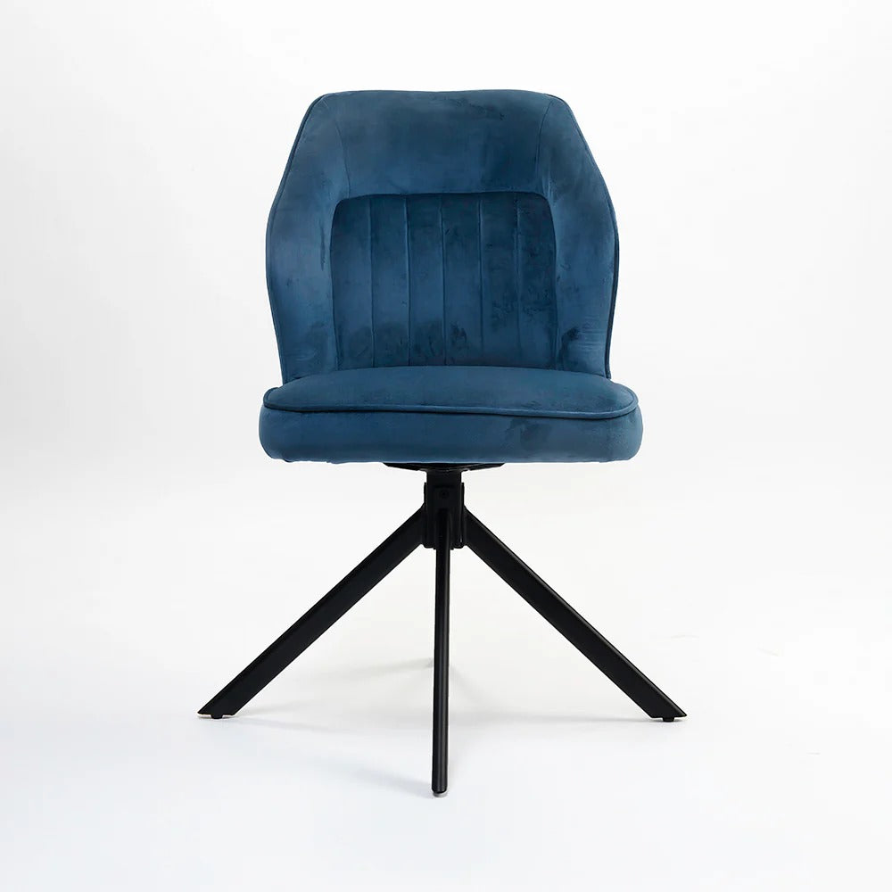 Tezzo Blue Velvet Swivel Dining Chair