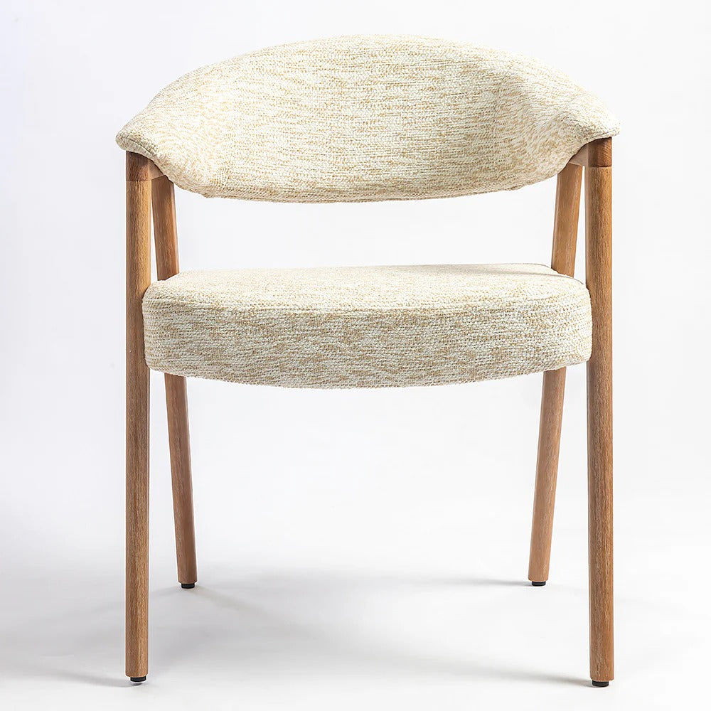 Beige Barrel-Back Upholstered Dining Chair