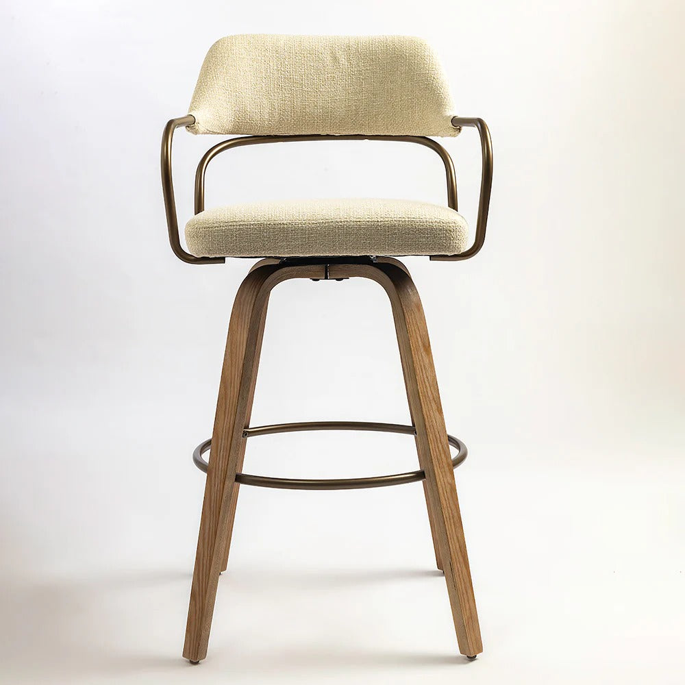 Full-Back Swivel Counter Stool in Beige