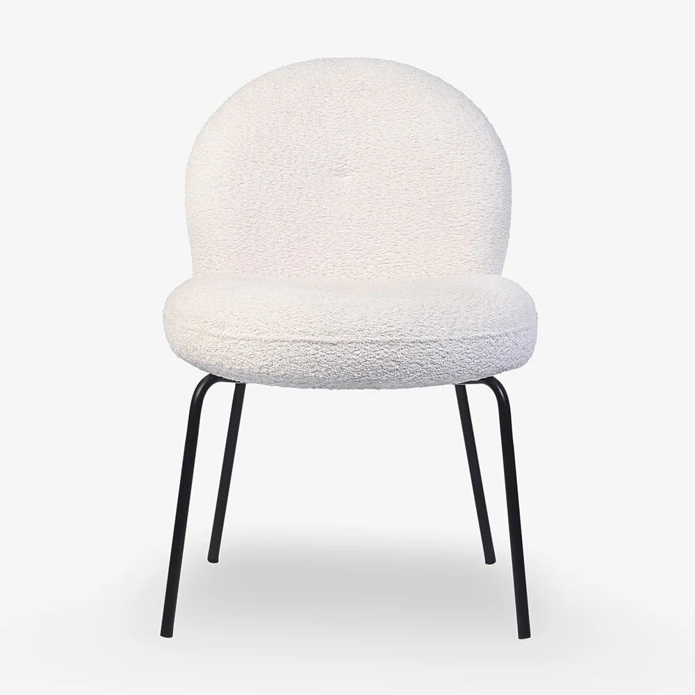 Bouclé Round-Back Metal Chair
