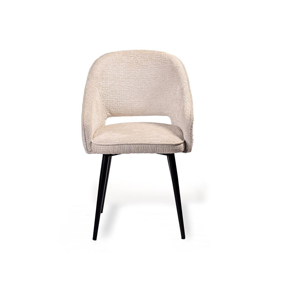Curved Beige Fabric Dining Chair