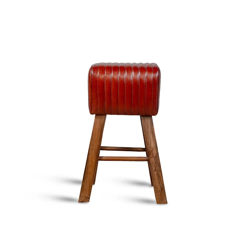 Round Leather Counter Stool