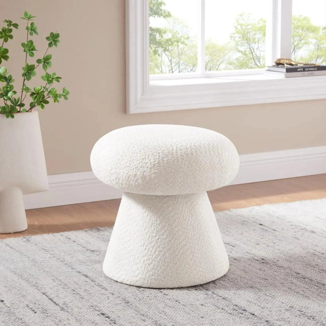 Modern Bouclé Sculpted Ottoman