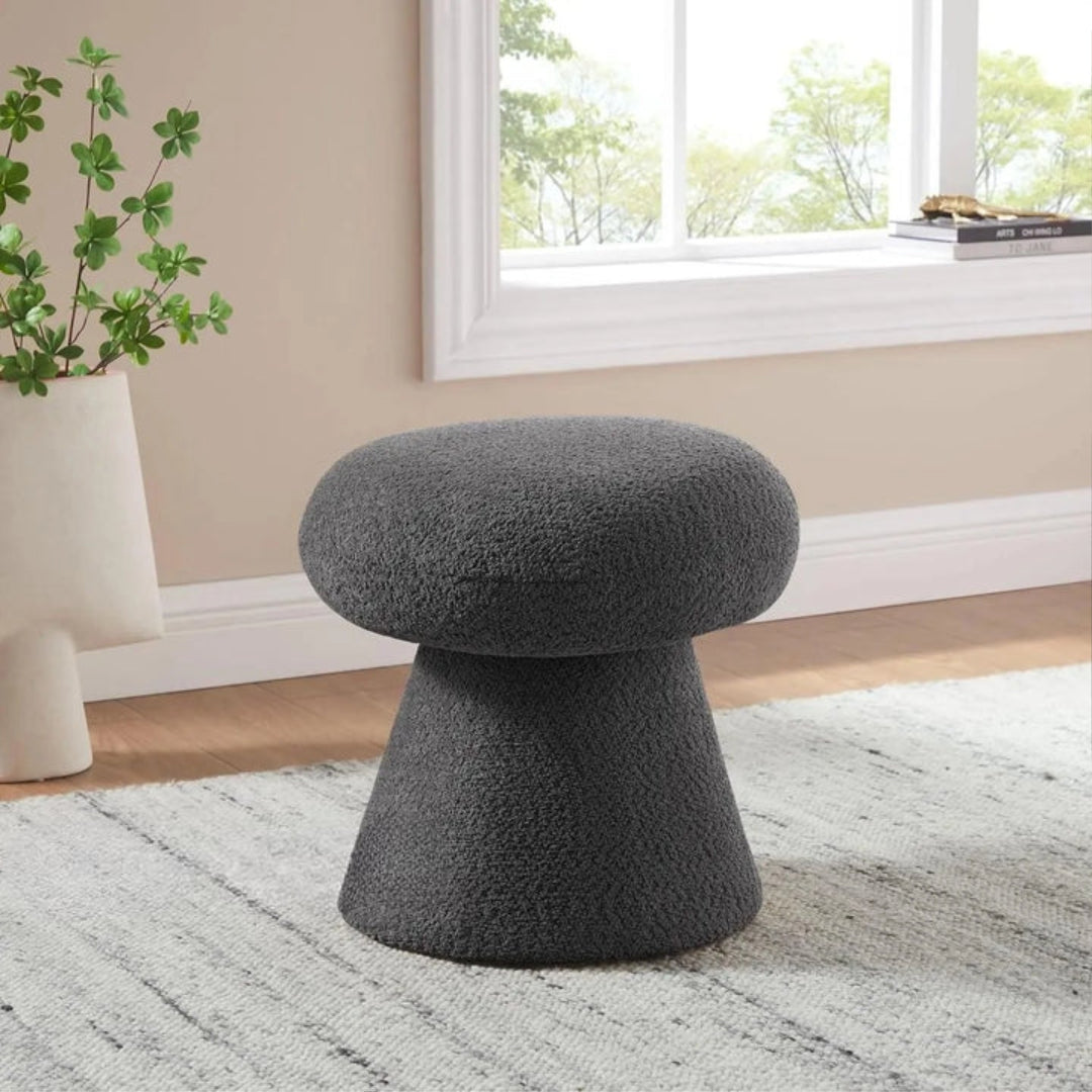 Modern Bouclé Sculpted Ottoman