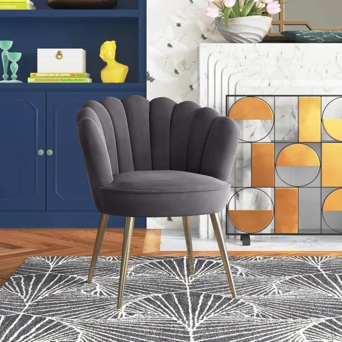 Grey Shell Accent Chair