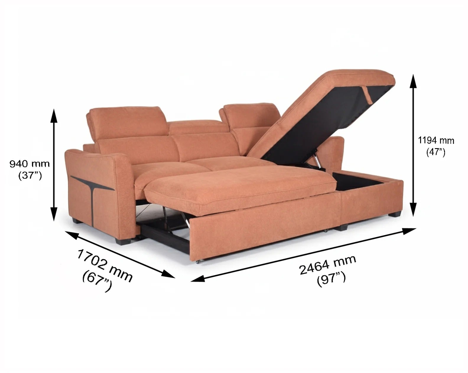 Abrazo Convertible Sectional Sofa Bed
