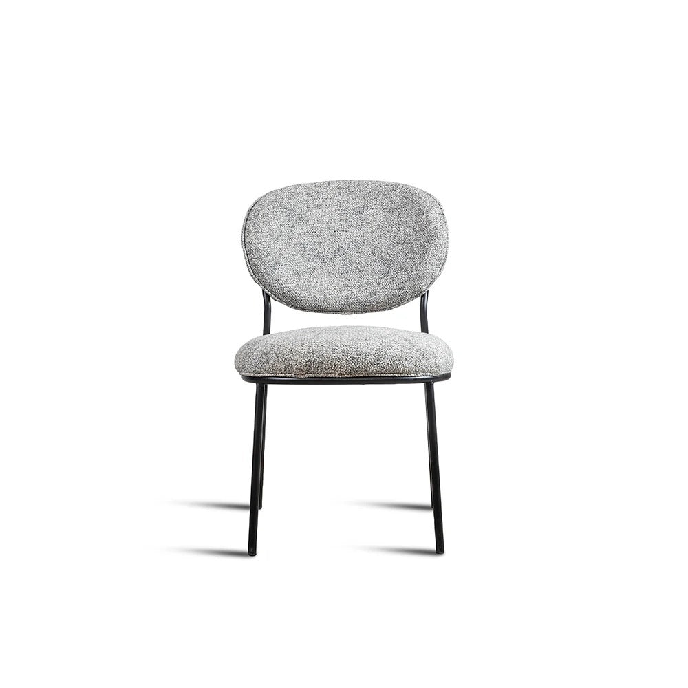 Grey Bouclé Round-Back Dining Chair