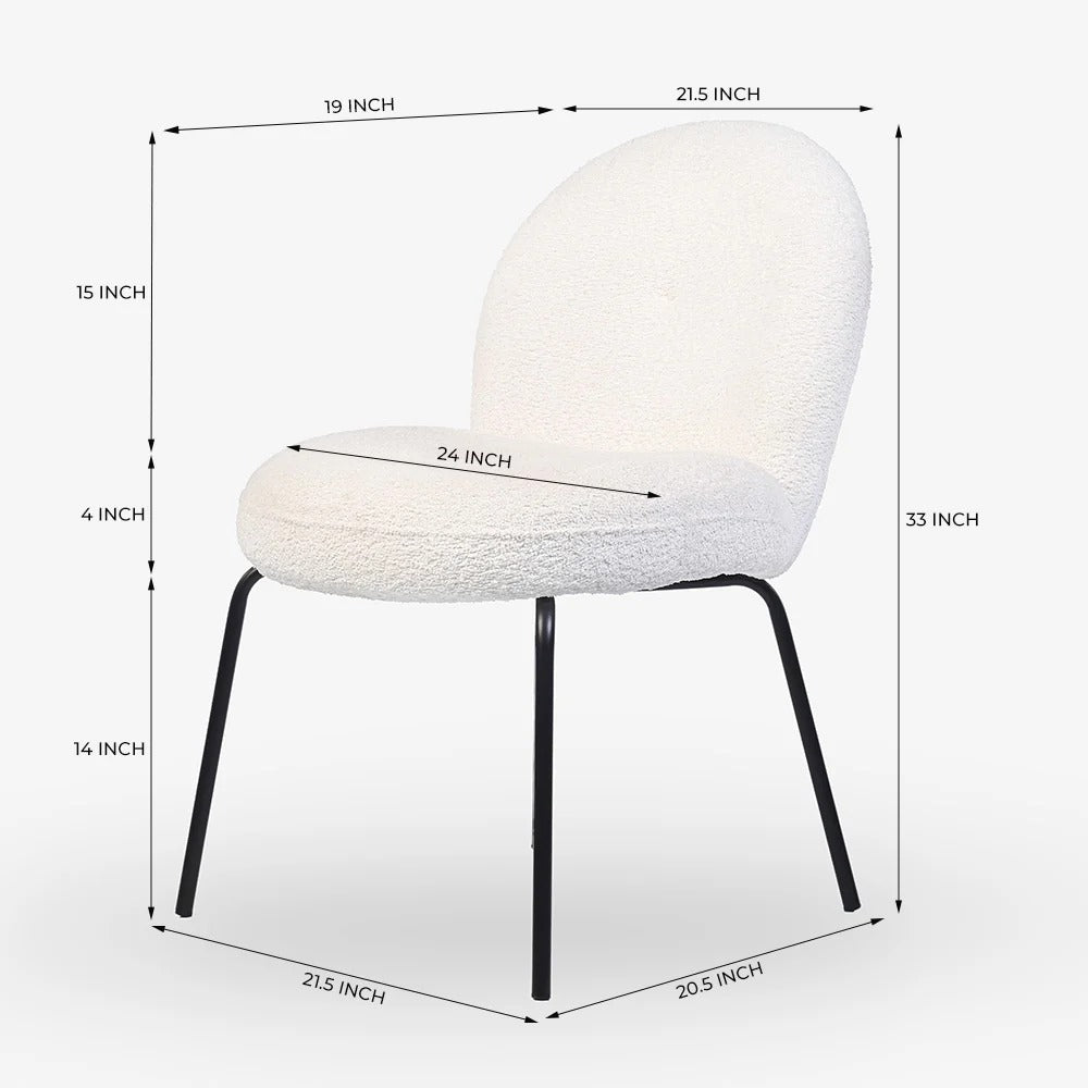 Bouclé Round-Back Metal Chair