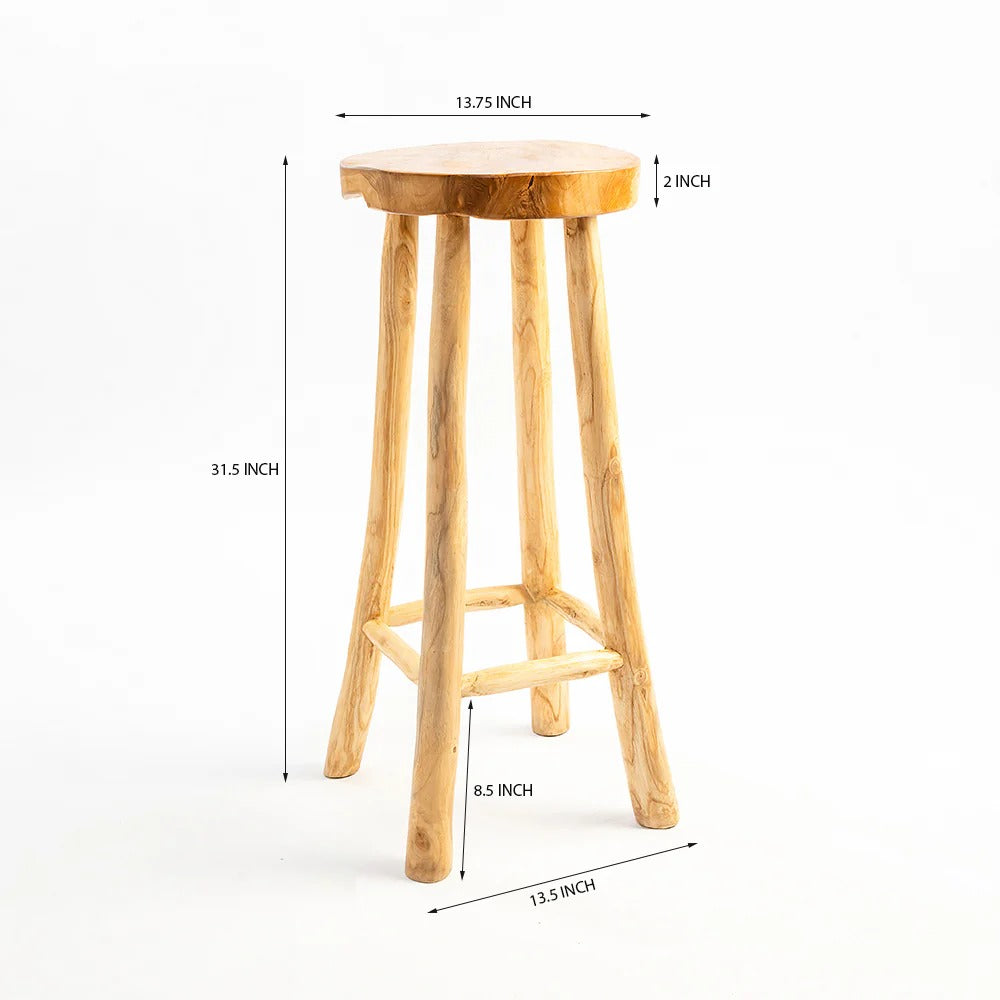 Rustic Solid Wood Log Bar Stool