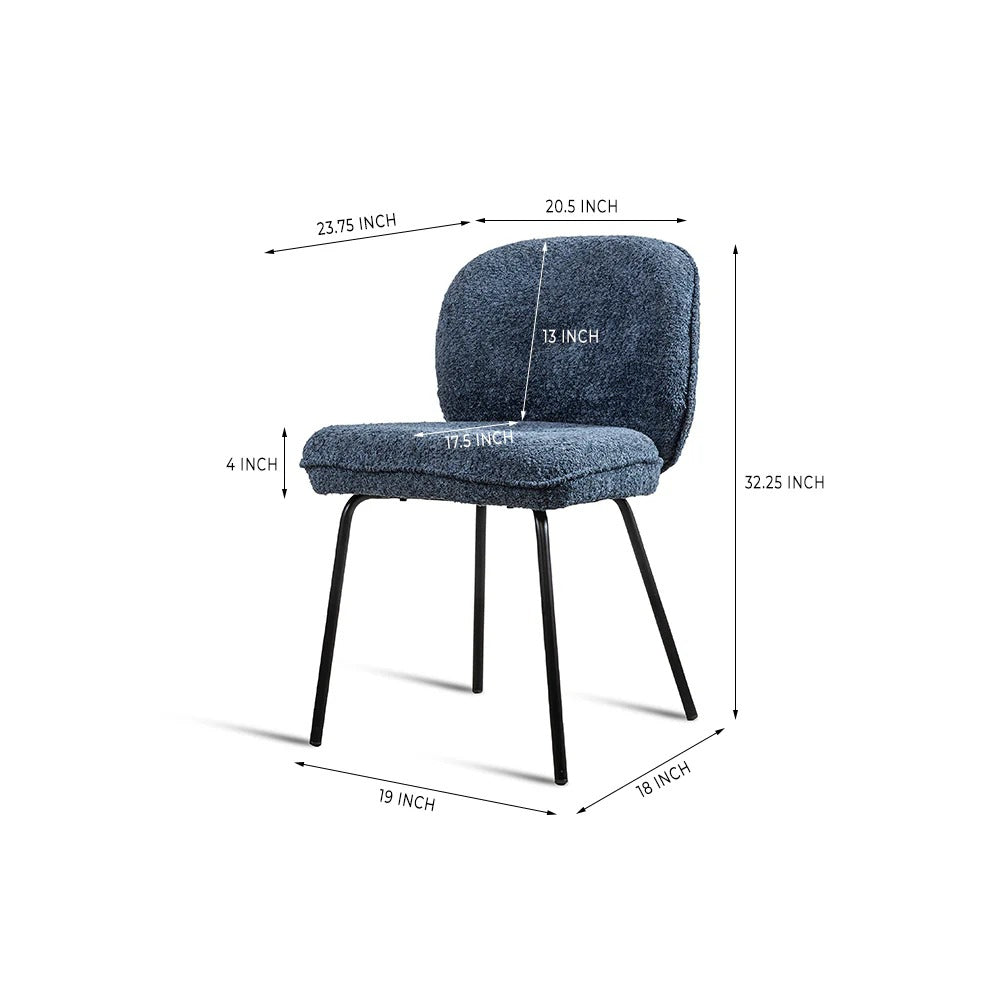 Navy Bouclé Round-Back Dining Chair